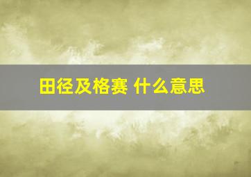 田径及格赛 什么意思